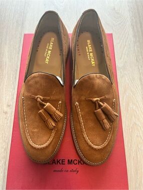 Blake McKay Men's Suede Brown Tassel Loafers w/box